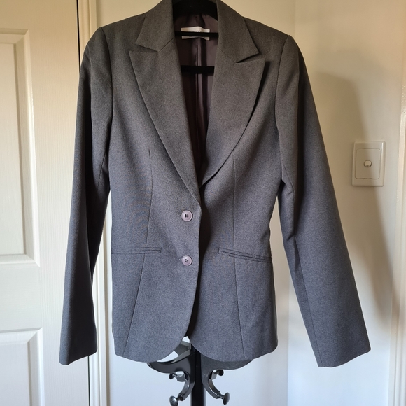 Portmans Jackets & Blazers - PORTMANS 6 Gray Formal Suit Blazer | Office Workwear Grey Longsleeves Jumper